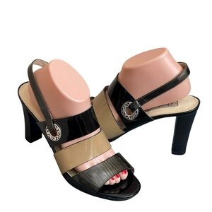 Brighton Women's Villa Shoes/ Platform Pumps 10M Black &
Taupe patent